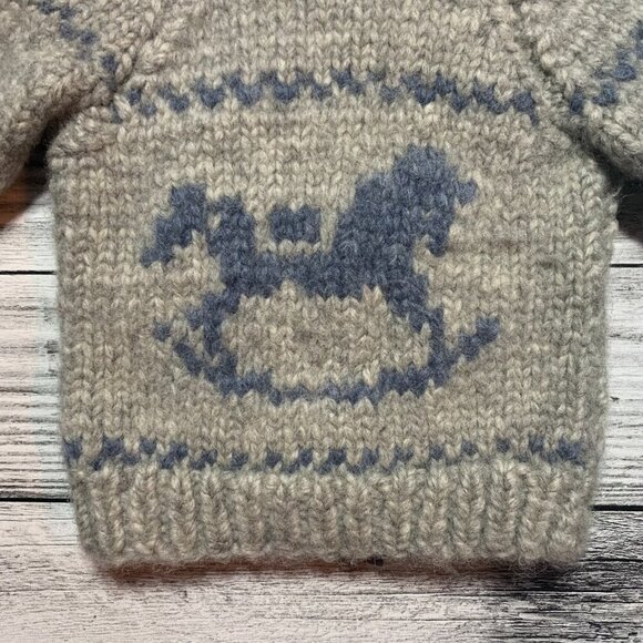 Vintage Chunky Hand Knit Cowichan Sweater Full Zip Cardigan Sweater - Picture 5 of 8